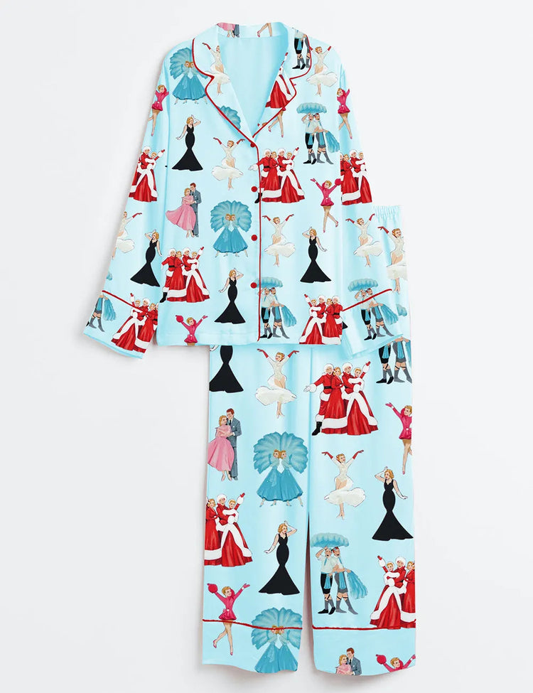 Women's White Christmas Movie Satin Pajama Set