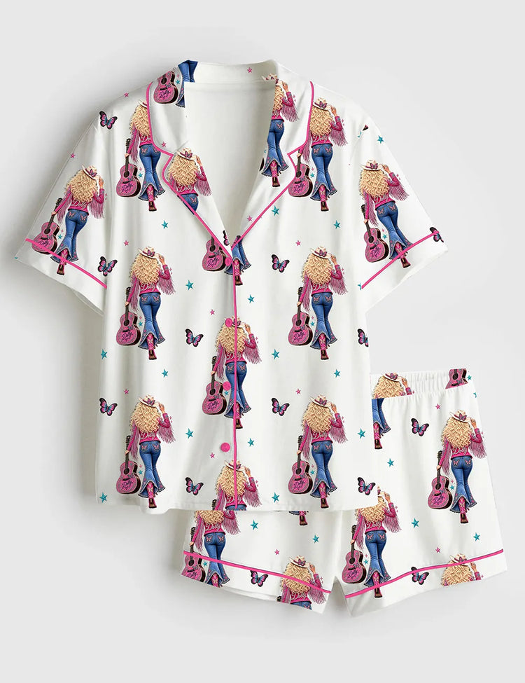 Women’s Dolly Till We Meet Again Short Sleeve Silky Satin Pajama Set