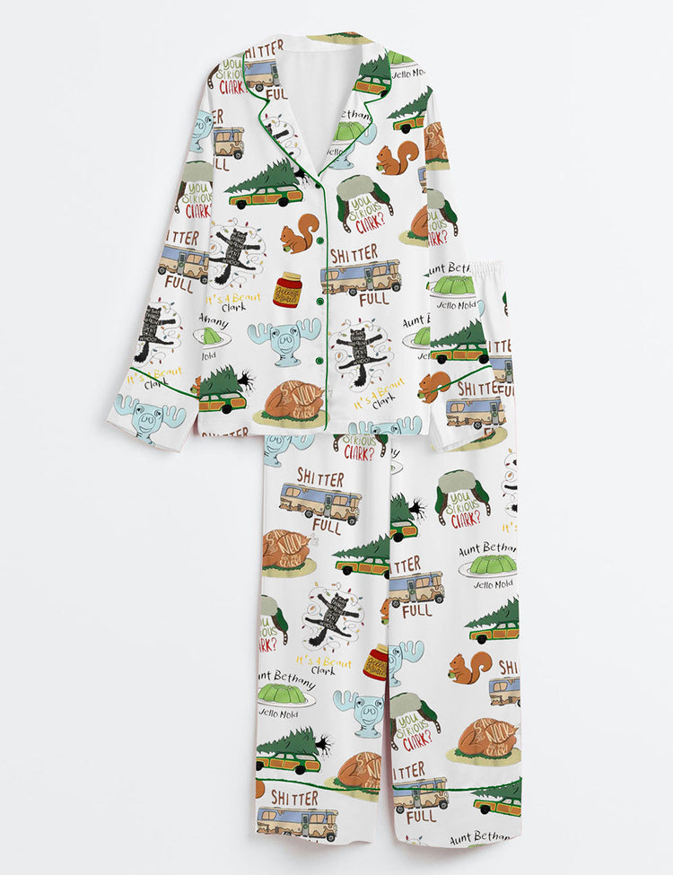 Women's It's A Beaut Clark Christmas Vacation Long Sleeve Satin Pajama Set