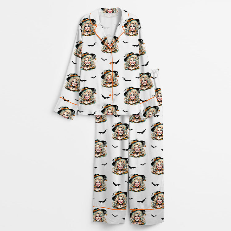 Women's Rip Dolly Country Music Legend Long Sleeve Silky Satin Pajama Set