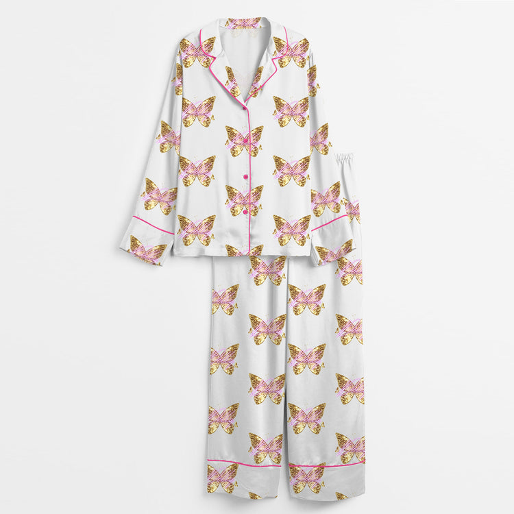 Women's Dolly RIP Western Cowgirl Country Music Long Sleeve Silky Satin Pajama Set