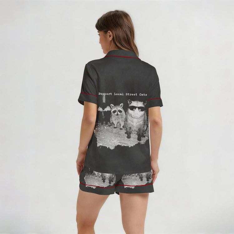 
                    
                      Women's Support Local Street Cats Short Sleeve Silky Satin Pajama Set alternate view
                    
                  
