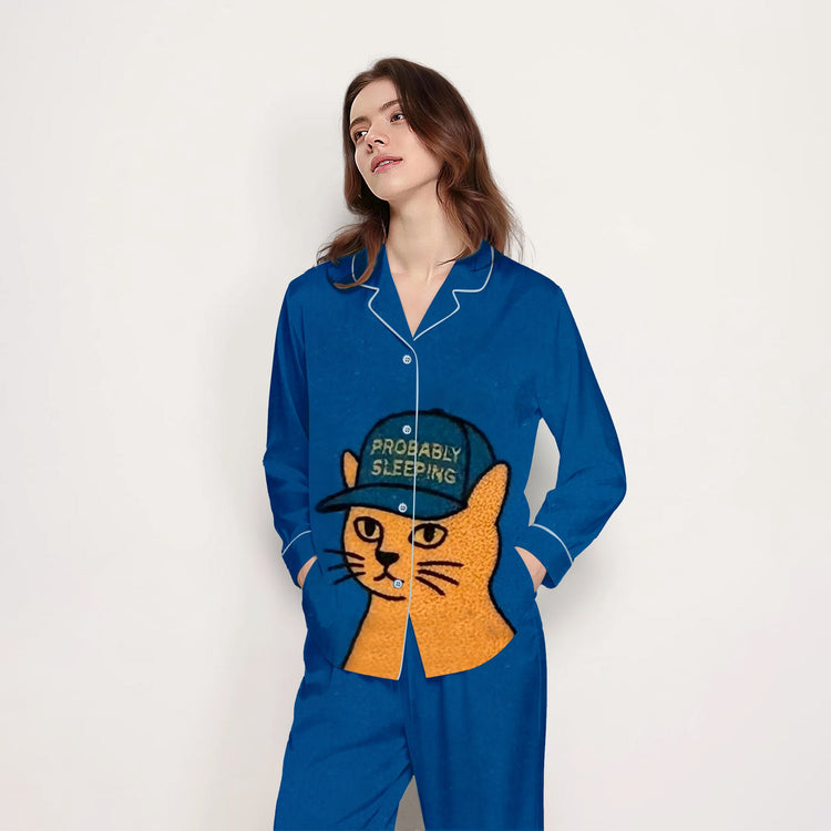
                    
                      Women's Probably Sleeping Cat Long Sleeve Silky Satin Pajama Set alternate view
                    
                  
