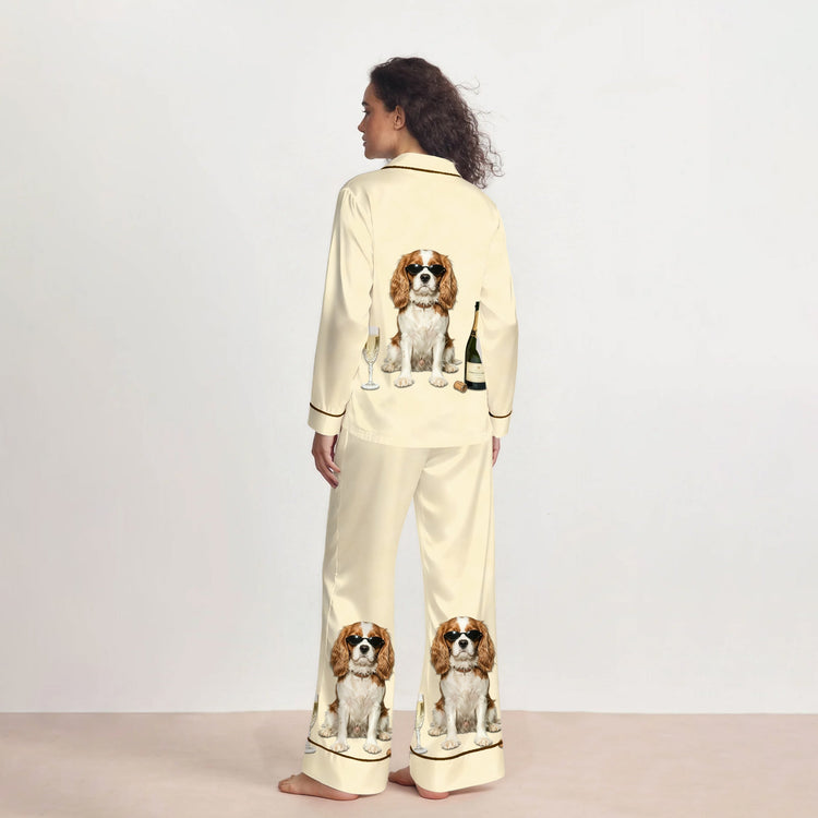 
                    
                      Women's Champagne Dog Long Sleeve Silky Satin Pajama Set alternate view
                    
                  
