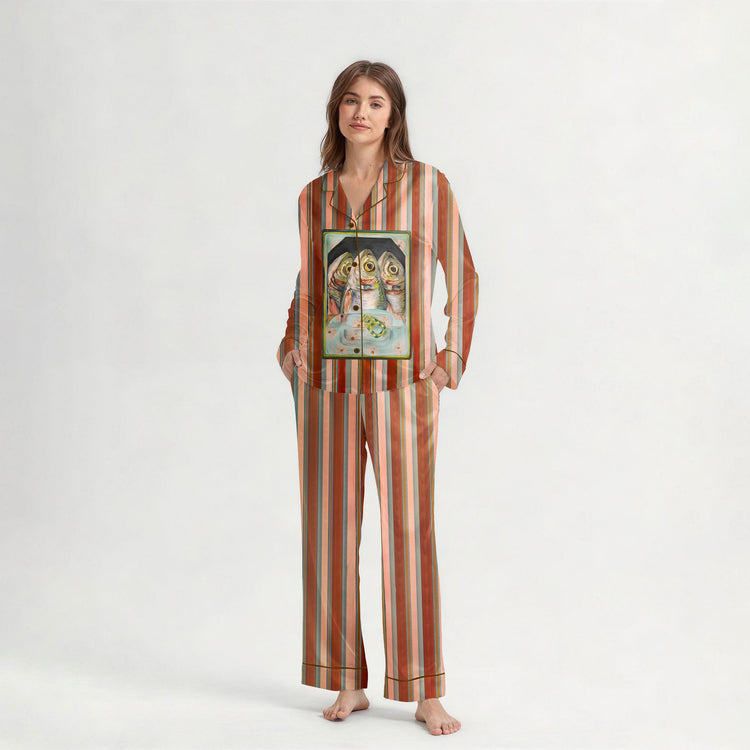 
                    
                      Women's Oil Painting Sardine Fish Long Sleeve Silky Satin Pajama Set detail view
                    
                  