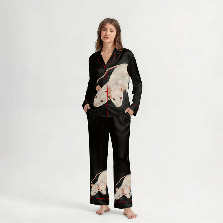 
                    
                      Women's Oil Painting White Mouse Long Sleeve Silky Satin Pajama Set detail view
                    
                  