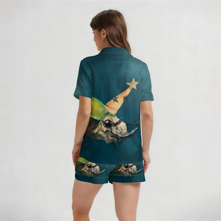 
                    
                      Women's Oil Painting Party Animal Short Sleeve Silky Satin Pajama Set detail view
                    
                  