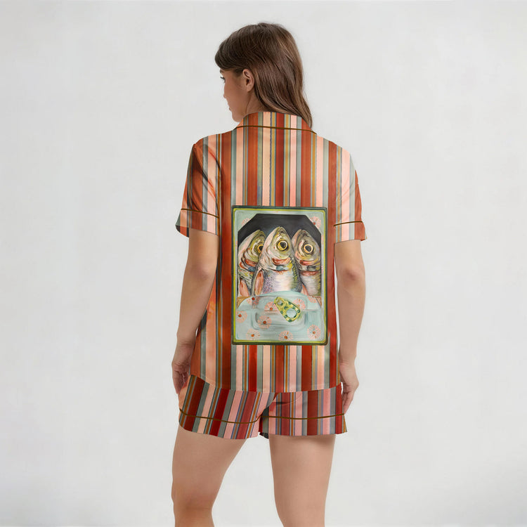 
                    
                      Women's Oil Painting Sardine Fish Short Sleeve Silky Satin Pajama Set detail view
                    
                  