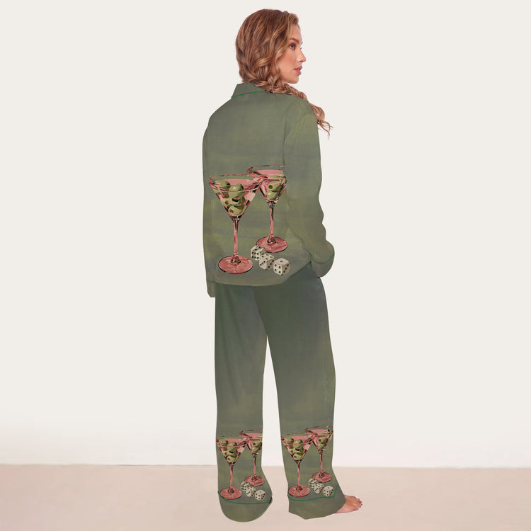 
                    
                      Women's Sage Floral Bird Long Sleeve Silky Satin Pajama Set alternate view
                    
                  