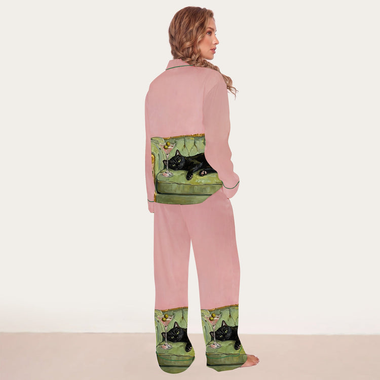 
                    
                      Women's Vintage Car Road Trip Long Sleeve Silky Satin Pajama Set alternate view
                    
                  