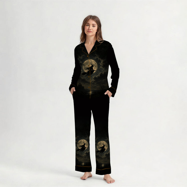 
                    
                      Women's Witch Moon Castle Long Sleeve Silky Satin Pajama Set alternate view
                    
                  