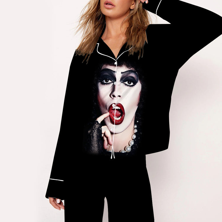 Women's Tim Curry Dr. Frank-N-Furter Vintage Long Sleeve Silky Satin Pajama Set