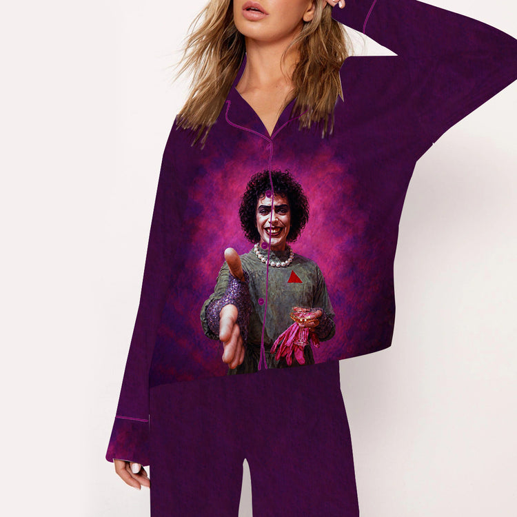 Women's Rocky Horror Picture Show Frank-N-Furter Long Sleeve Silky Satin Pajama Set