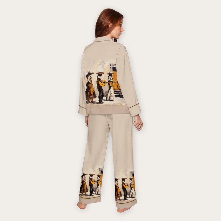 
                    
                      Women's Mariachi Musicians Long Sleeve Silky Satin Pajama Set back view
                    
                  